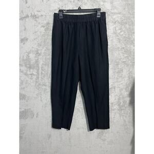 Madewell Linen Blend Pants Size Medium High Rise Black Cropped Minimalist